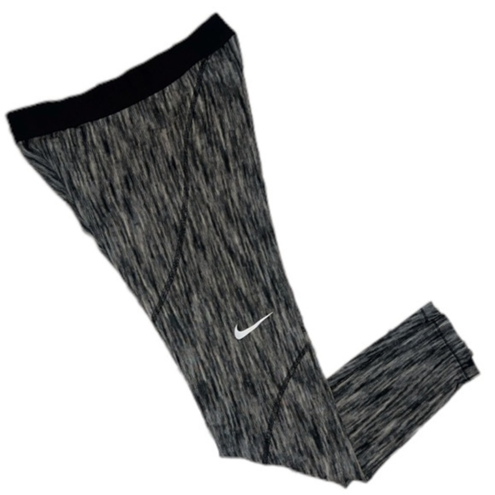 Nike Pro hyperwarm black and white graphic leggings check logo XS elastic waist